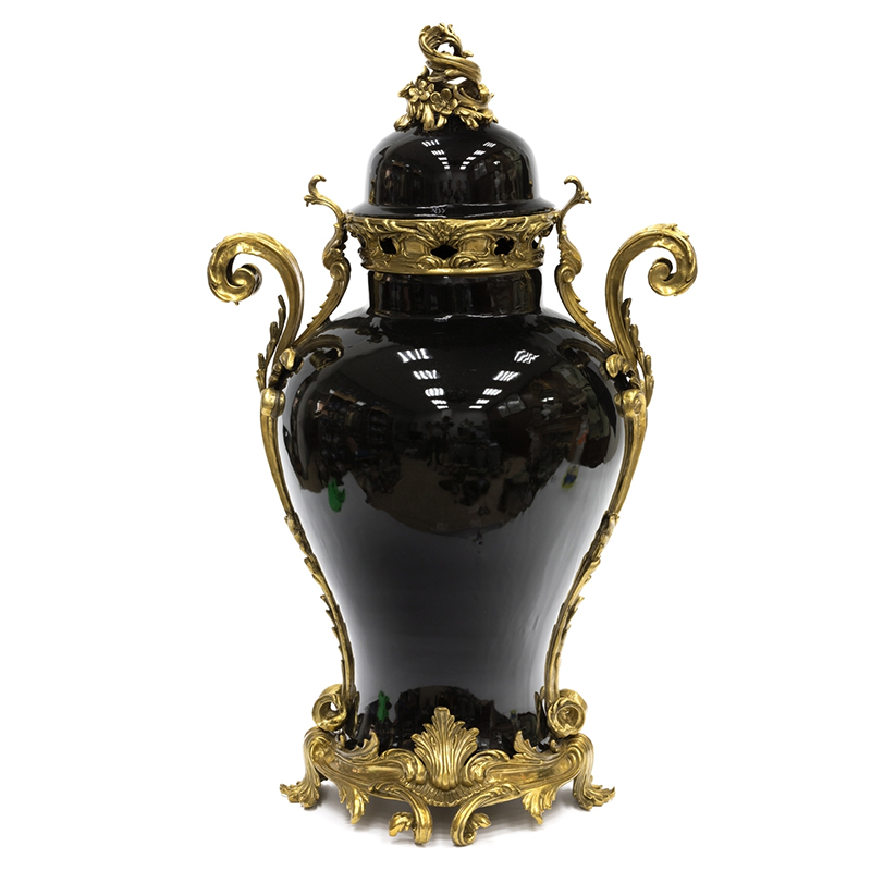 Большая ваза Selenia Black Vase Bronze Patterns Черный Бронза Большая ваза Selenia Black Vase Bronze Patterns Черный Бронза в Брянске | Loft Concept