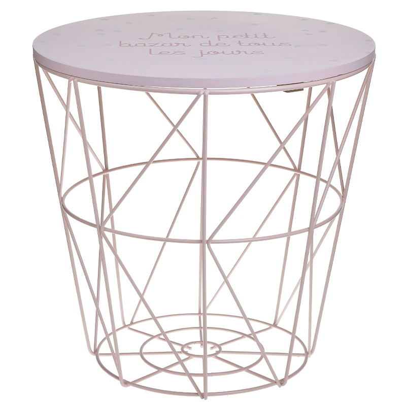 Круглый приставной стол-корзина Pink Wire Basket Side Table Розовый Круглый приставной стол-корзина Pink Wire Basket Side Table Розовый в Брянске | Loft Concept