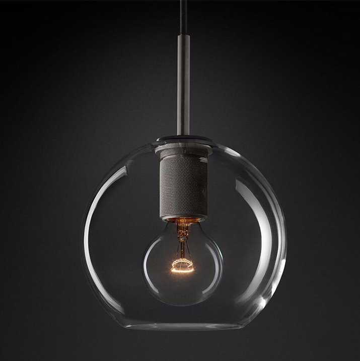 Подвесной светильник RH Utilitaire Globe Pendant Black Темная бронза Прозрачное Стекло Подвесной светильник RH Utilitaire Globe Pendant Black Темная бронза Прозрачное Стекло в Брянске | Loft Concept