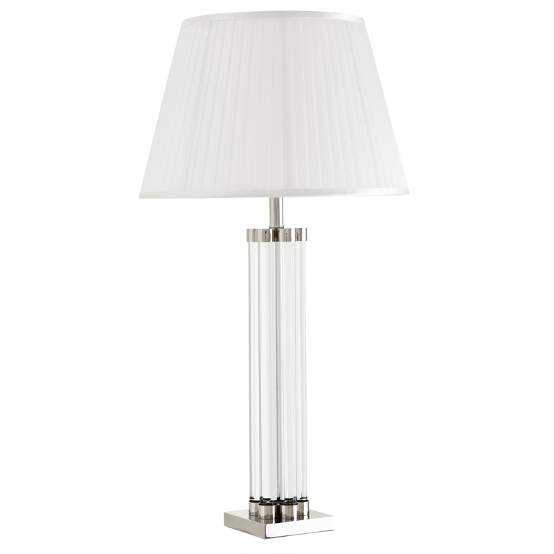 Настольная лампа Eichholtz Table Lamp Longchamp Прозрачный Белый Никель Настольная лампа Eichholtz Table Lamp Longchamp Прозрачный Белый Никель в Брянске | Loft Concept