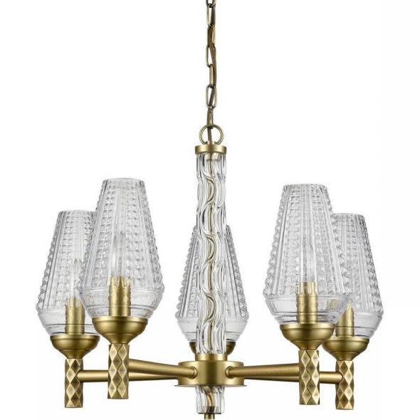 Люстра Ribbed Chandelier Латунь Прозрачный Люстра Ribbed Chandelier Латунь Прозрачный в Брянске | Loft Concept