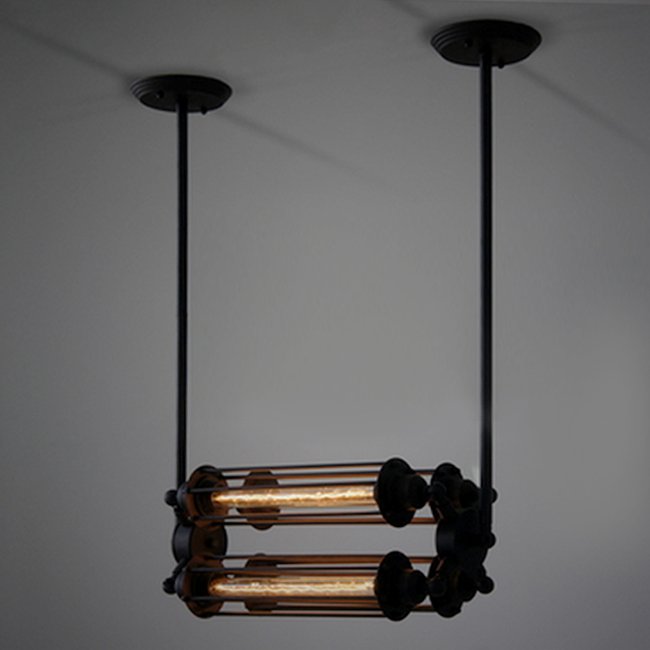 Подвесной светильник Loft Industrial Edison Cage Horizontal Quatro Черный Подвесной светильник Loft Industrial Edison Cage Horizontal Quatro Черный в Брянске | Loft Concept
