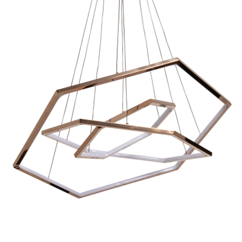 Люстра с 3-мя подвесами в виде шестиугольников Hexagon Horizontal Золотой в Брянске | Loft Concept 