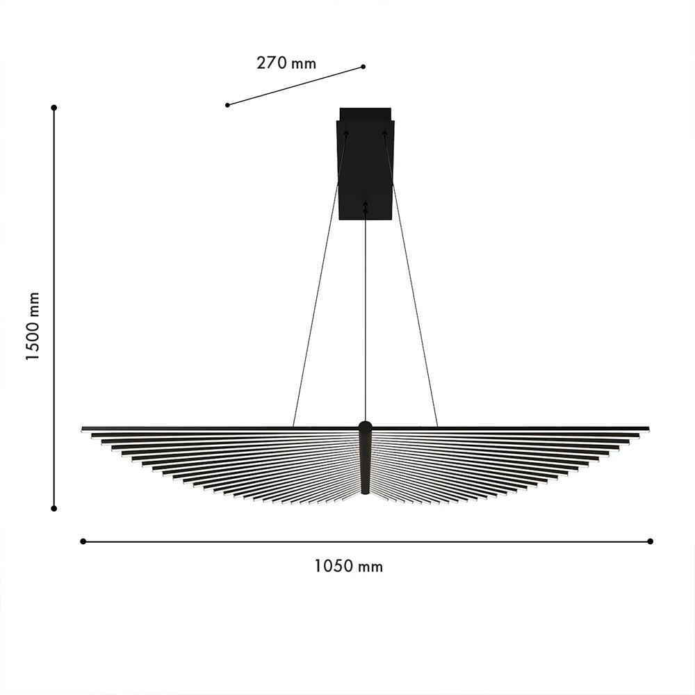 Люстра в виде распахнутых крыльев из тонких металлических планок Flight of Freedom в Брянске