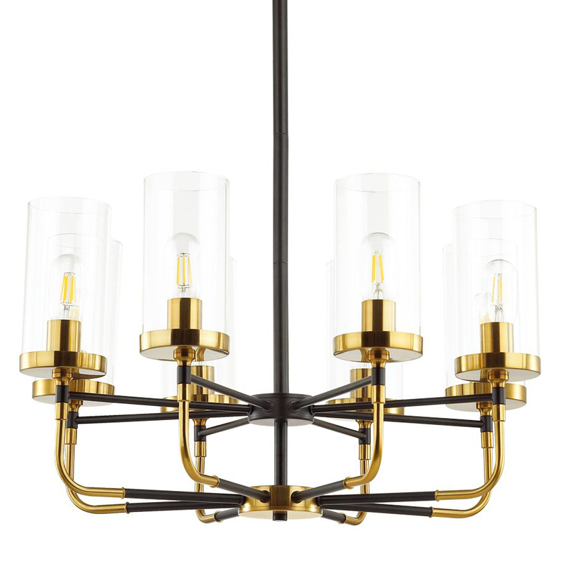 Люстра Greger chandelier 8 Черный Глянцевое золото Прозрачный Люстра Greger chandelier 8 Черный Глянцевое золото Прозрачный в Брянске | Loft Concept