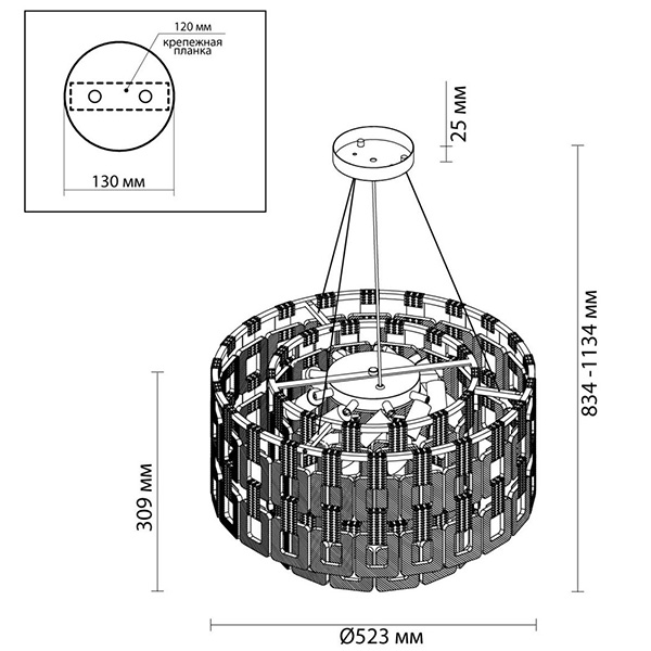 Люстра Ribbed Elements Pendant Round 52 Люстра Ribbed Elements Pendant Round 52 в Брянске