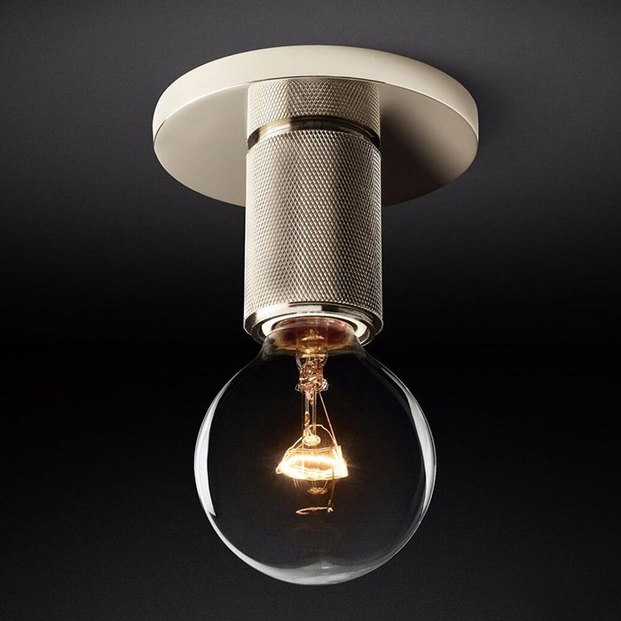 Потолочный светильник RH Utilitaire Socket Flushmount Silver Никель Потолочный светильник RH Utilitaire Socket Flushmount Silver Никель в Брянске | Loft Concept