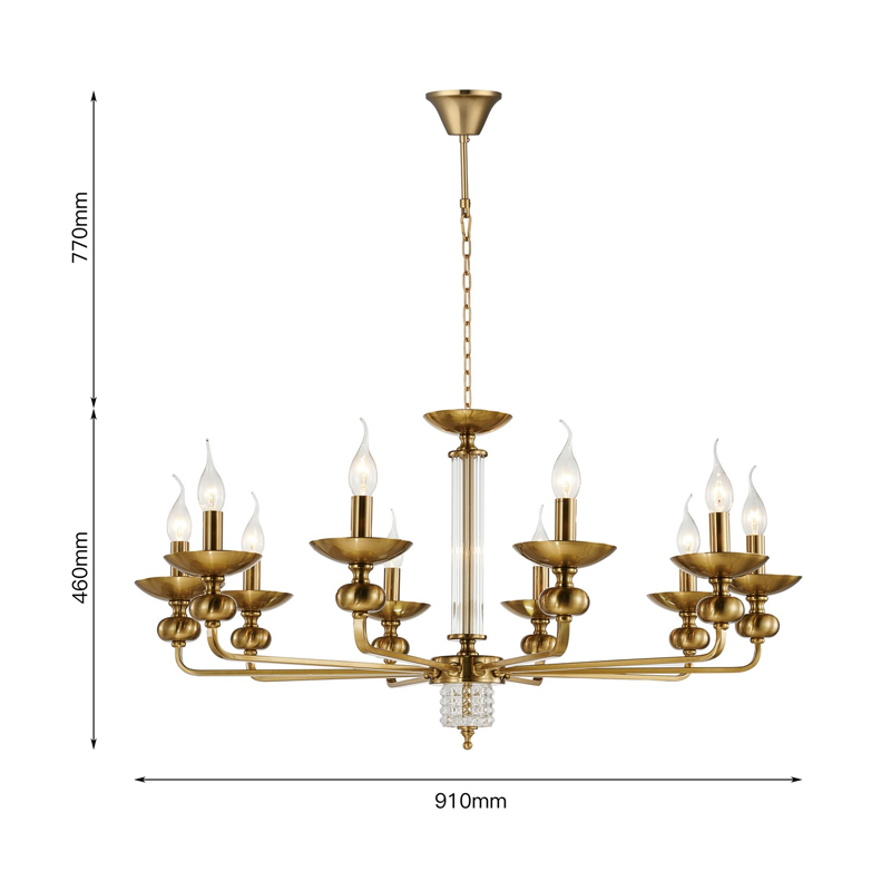 Люстра бронзового цвета со стеклянным декором Candelabrum D91 см Люстра бронзового цвета со стеклянным декором Candelabrum D91 см в Брянске