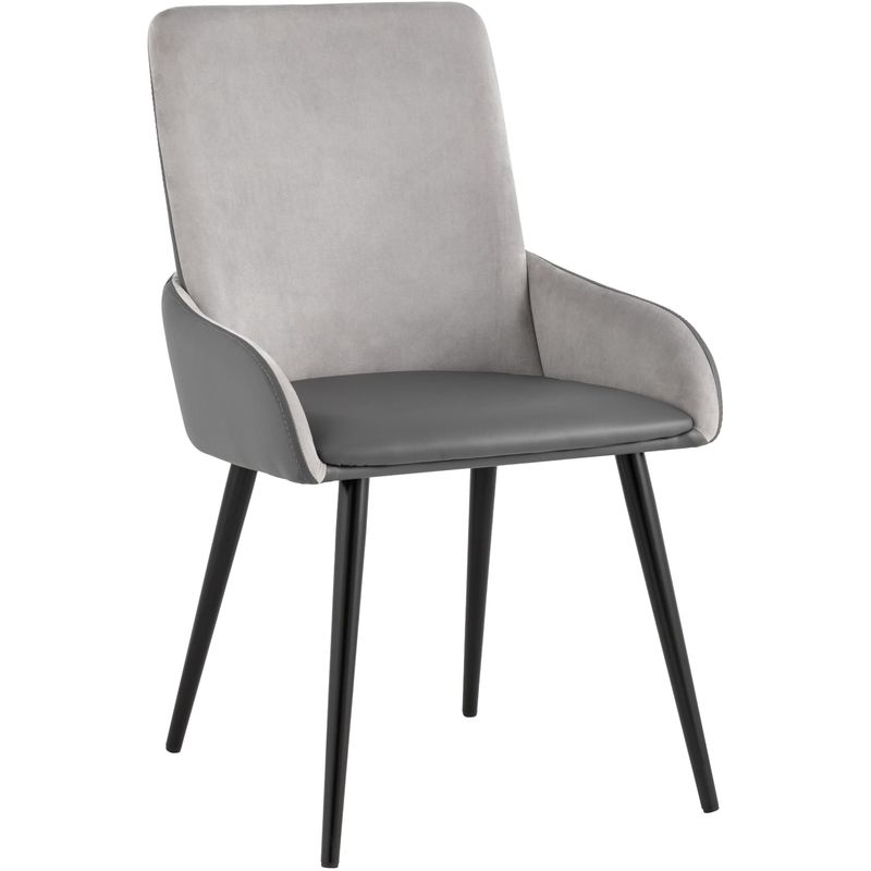 Стул Munchen Chair Серая Экокожа Серый Велюр Серый Черный Стул Munchen Chair Серая Экокожа Серый Велюр Серый Черный в Брянске | Loft Concept