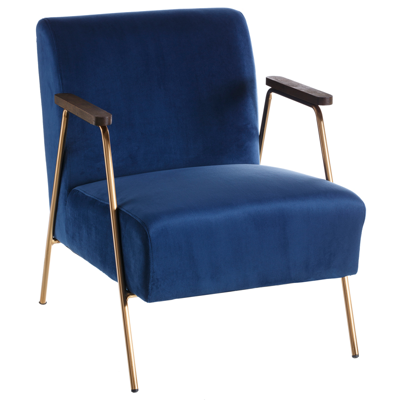 Кресло Domitila Armchair blue Синий Золотой Коричневый Кресло Domitila Armchair blue Синий Золотой Коричневый в Брянске | Loft Concept