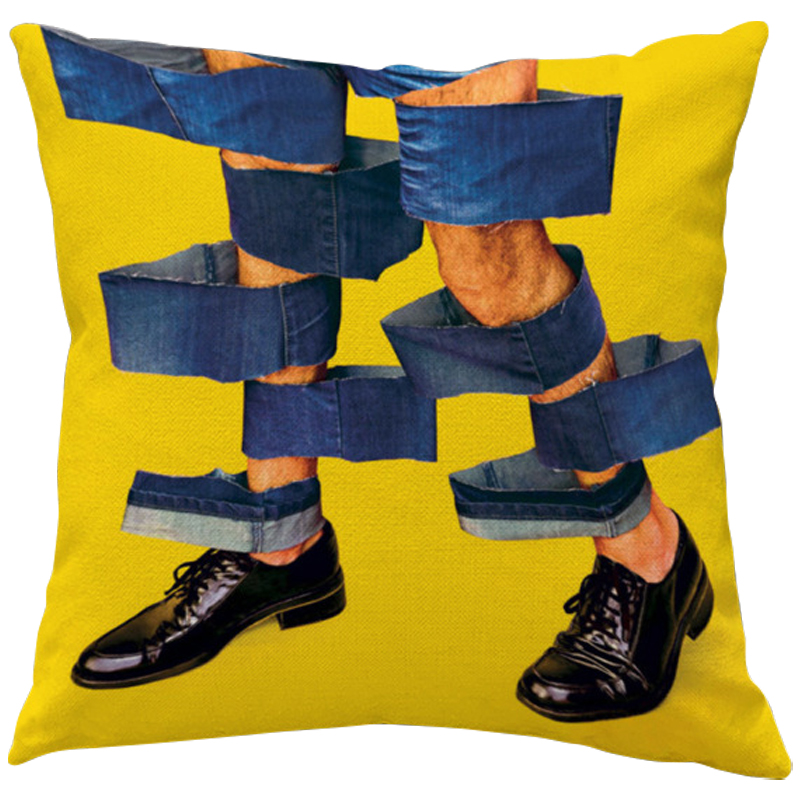 Декоративная подушка Seletti Cushion Jeans Желтый Синий Черный Декоративная подушка Seletti Cushion Jeans Желтый Синий Черный в Брянске | Loft Concept