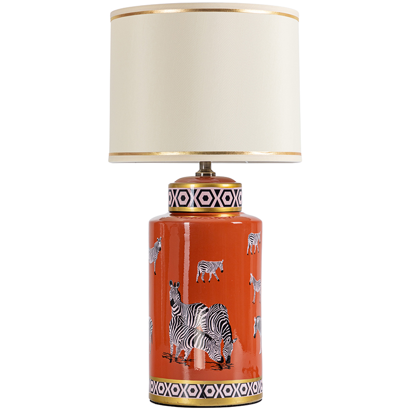 Настольная лампа Zebra Orange Lampshade Оранжевый Черно-белый Бежевый Золотой Настольная лампа Zebra Orange Lampshade Оранжевый Черно-белый Бежевый Золотой в Брянске | Loft Concept