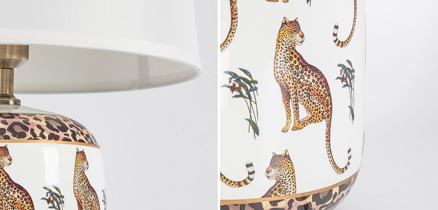 Настольная лампа с абажуром Leopard Lampshade White - фото