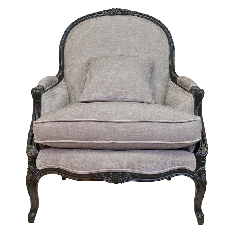 Кресло Ava Classical Armchair black and grey velour Серый Черный Кресло Ava Classical Armchair black and grey velour Серый Черный в Брянске | Loft Concept