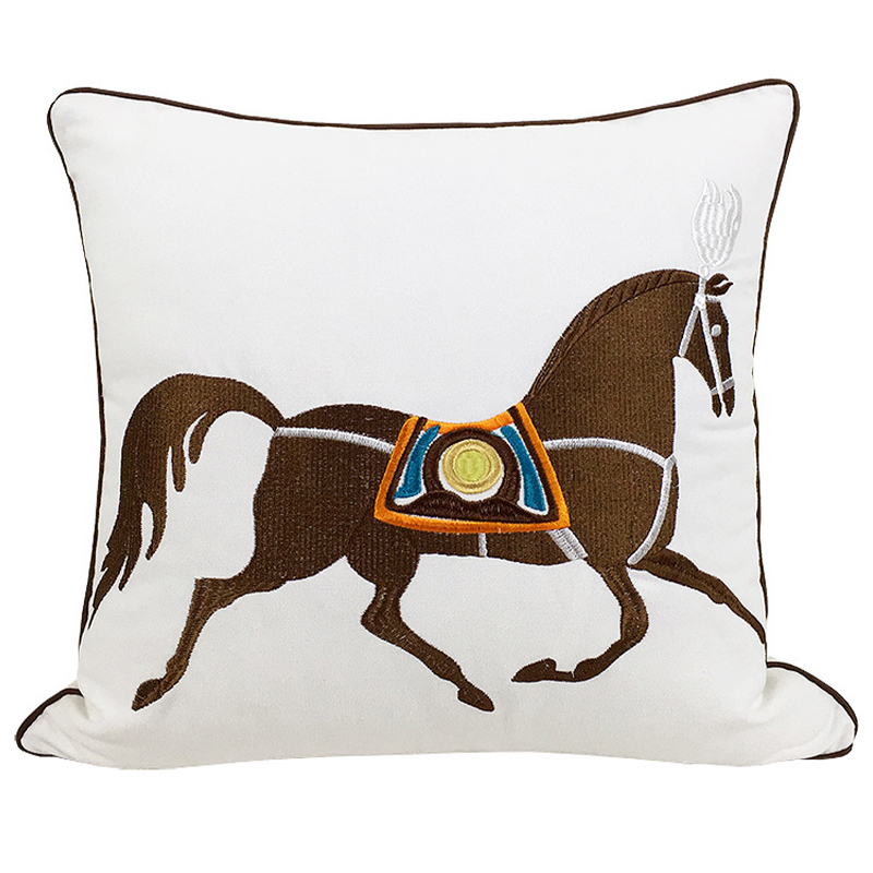 Декоративная подушка Hermes Horse Pillow Белый Коричневый Мульти Декоративная подушка Hermes Horse Pillow Белый Коричневый Мульти в Брянске | Loft Concept