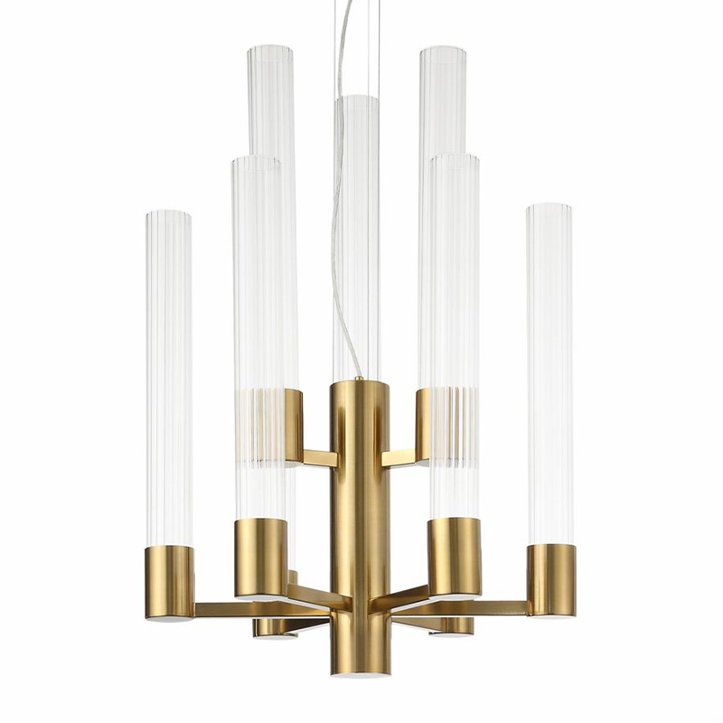 Люстра Jenae Glass Tubes Chandelier 9 Латунь Прозрачное Стекло Люстра Jenae Glass Tubes Chandelier 9 Латунь Прозрачное Стекло в Брянске | Loft Concept