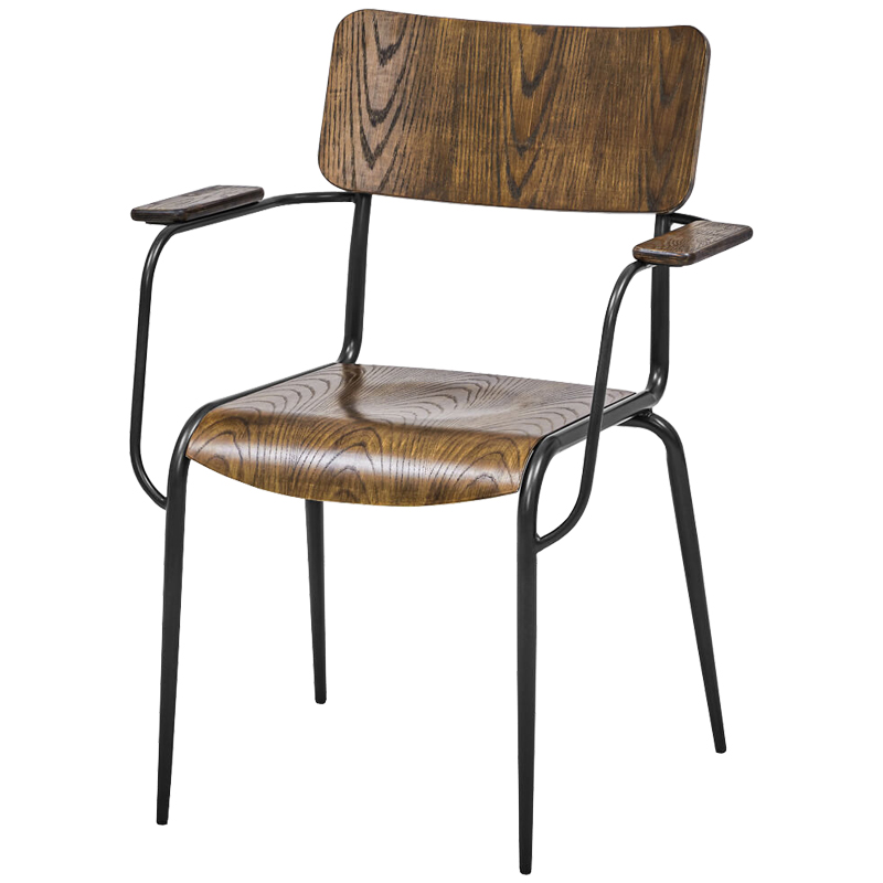 Стул с подлокотниками Joshua Loft Stool with armrests Коричневый Черный Стул с подлокотниками Joshua Loft Stool with armrests Коричневый Черный в Брянске | Loft Concept