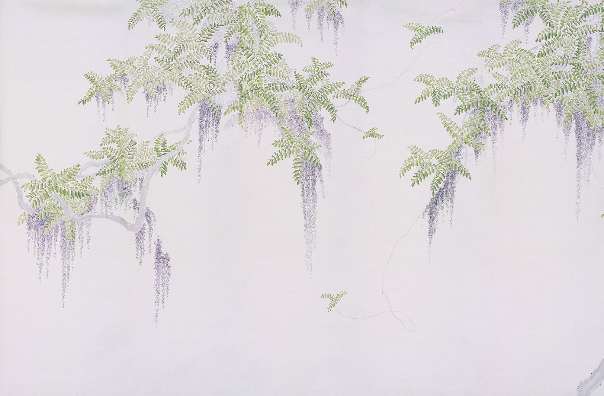 Обои в японском стиле Wisteria Lavender on Lilac Mica metallic Xuan paper Обои в японском стиле Wisteria Lavender on Lilac Mica metallic Xuan paper - постер Loft-Concept в Брянске