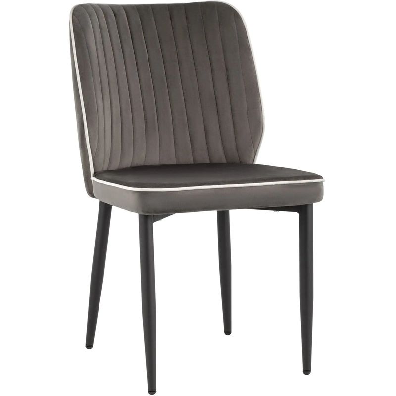 Стул Lawrence Chair Серый Велюр Белый кант Серый Белый Черный Стул Lawrence Chair Серый Велюр Белый кант Серый Белый Черный в Брянске | Loft Concept