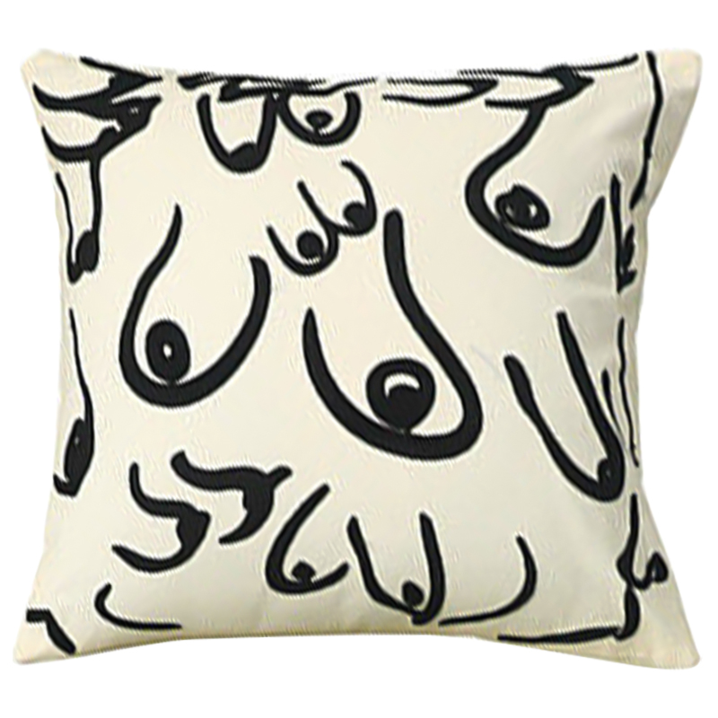 Декоративная подушка Breast Pattern Cushion Белый Черный Декоративная подушка Breast Pattern Cushion Белый Черный в Брянске | Loft Concept