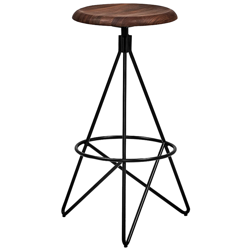 Барный стул Star Loft Stool Черный Коричневый Барный стул Star Loft Stool Черный Коричневый в Брянске | Loft Concept