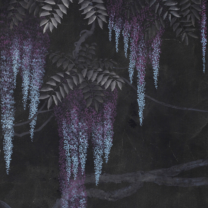 Обои в японском стиле Wisteria Original colourway on Edo Night painted Xuan paper Обои в японском стиле Wisteria Original colourway on Edo Night painted Xuan paper в Брянске | Loft Concept