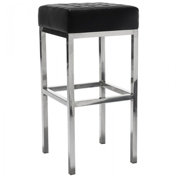 Барный стул Florence Knoll Bar Stool Черный Серебряный Барный стул Florence Knoll Bar Stool Черный Серебряный в Брянске | Loft Concept