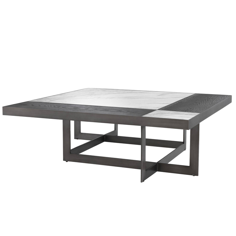 Кофейный стол Eichholtz Coffee Table Hermoza Мокко Белый Мрамор Bianco Темная бронза Кофейный стол Eichholtz Coffee Table Hermoza Мокко Белый Мрамор Bianco Темная бронза в Брянске | Loft Concept