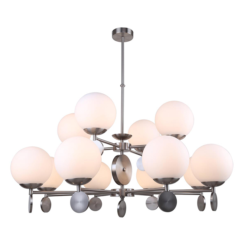 Люстра Kyran Nickel Chandelier 12 Никель Белый Люстра Kyran Nickel Chandelier 12 Никель Белый в Брянске | Loft Concept