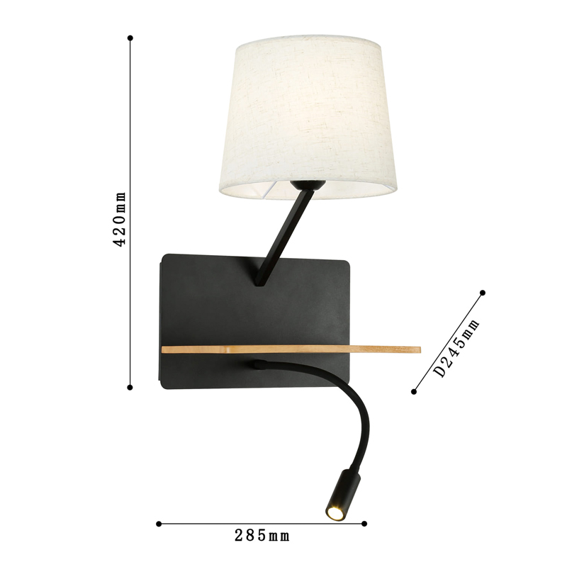Бра с абажуром и гибким спотом Trumpet Wall Black USB Бра с абажуром и гибким спотом Trumpet Wall Black USB в Брянске