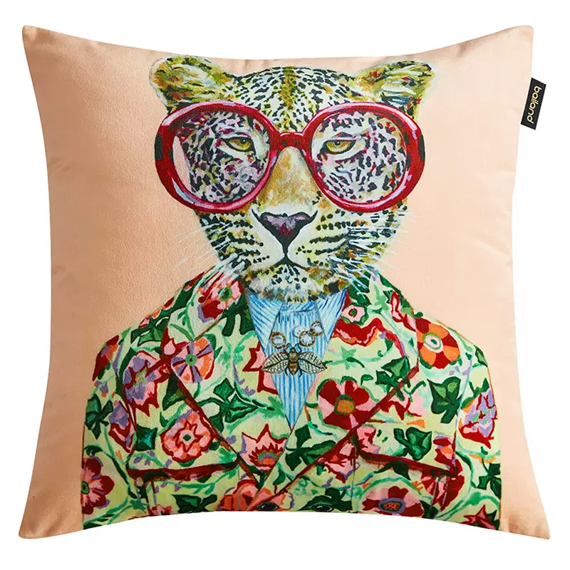 Декоративная подушка Стиль Gucci Fashion Animals Cushion Peach Мульти Декоративная подушка Стиль Gucci Fashion Animals Cushion Peach Мульти в Брянске | Loft Concept
