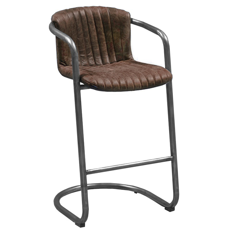 Барный стул Desmond bar stool LEATHER Brown Коричневый винтаж Графитовый Барный стул Desmond bar stool LEATHER Brown Коричневый винтаж Графитовый в Брянске | Loft Concept