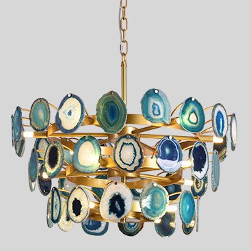 Люстра Agate Burst Chandelier 3 Round blue Зеленый Золотой Люстра Agate Burst Chandelier 3 Round blue Зеленый Золотой в Брянске | Loft Concept