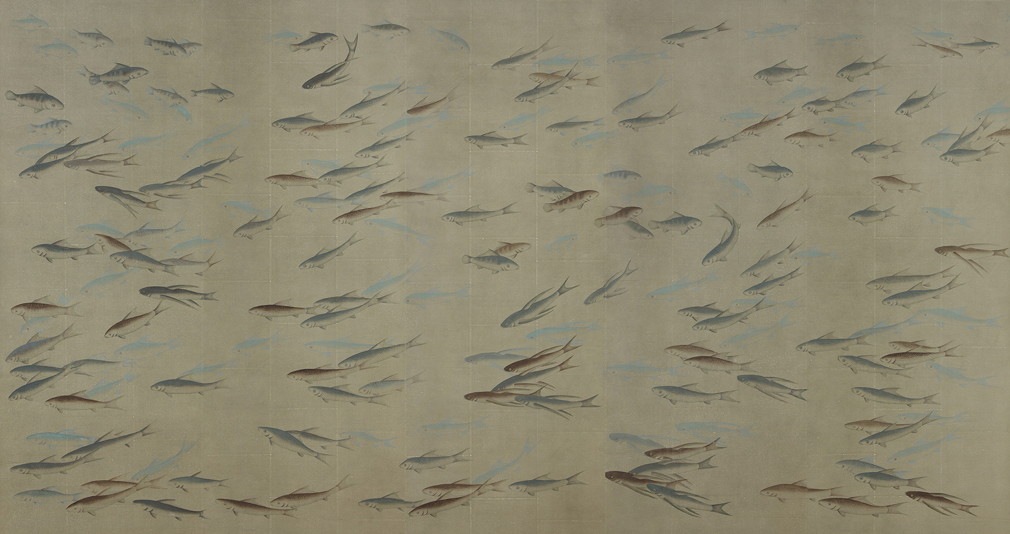 Обои ручная роспись Fishes Special Colourway on Lead Grey India tea paper Обои ручная роспись Fishes Special Colourway on Lead Grey India tea paper - постер Loft-Concept в Брянске