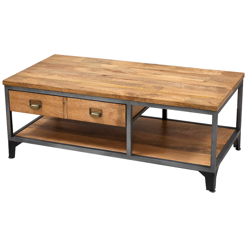 Кофейный стол в стиле лофт Russell Coffee Table Древесина Графит Латунь Кофейный стол в стиле лофт Russell Coffee Table Древесина Графит Латунь в Брянске | Loft Concept