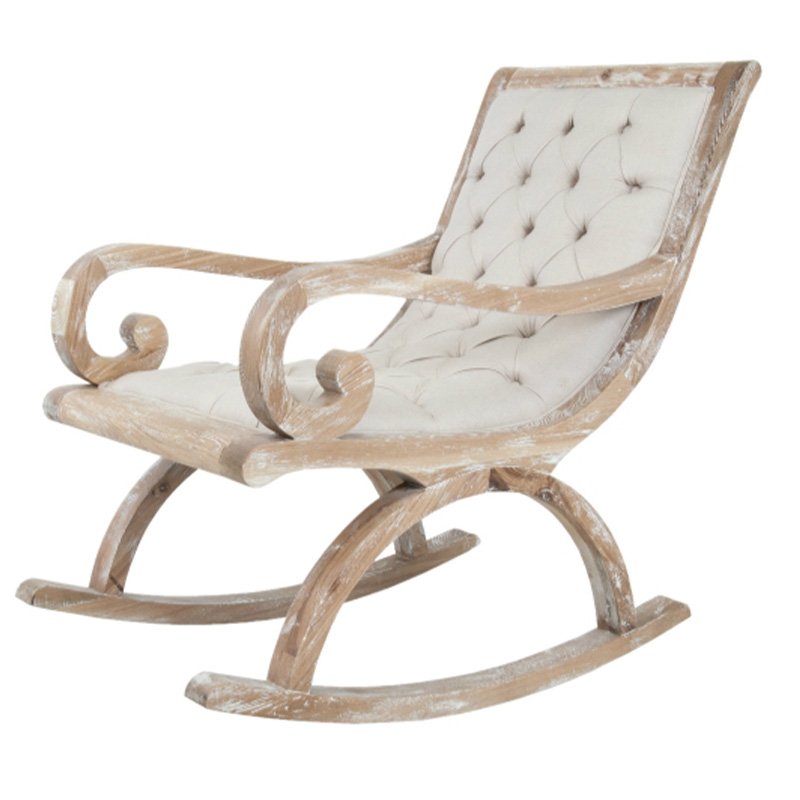 Кресло-качалка с мягкой обивкой из льна Ella Armchair beige Бежевый Коричневый Кресло-качалка с мягкой обивкой из льна Ella Armchair beige Бежевый Коричневый в Брянске | Loft Concept