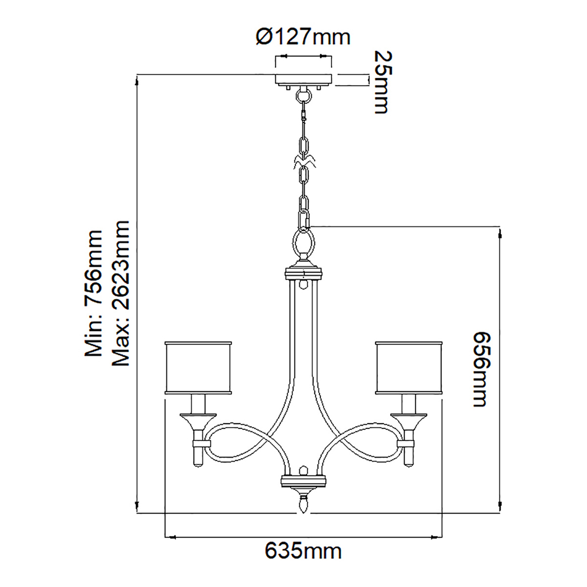 Люстра с белыми тканевыми абажурами в прозрачных стеклянных цилиндрах Kichler в Брянске