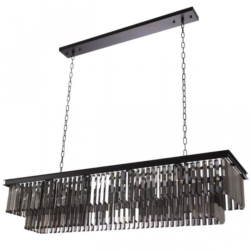Прямоугольная Люстра RH 1920s Odeon Black iron Серое Стекло Длина 120 см Черный Серый Прямоугольная Люстра RH 1920s Odeon Black iron Серое Стекло Длина 120 см Черный Серый в Брянске | Loft Concept