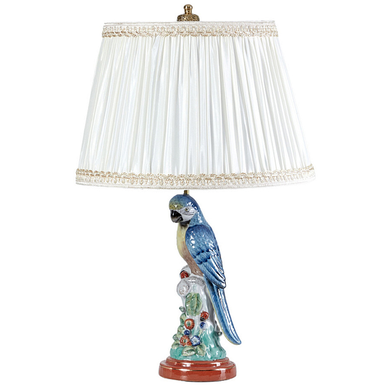 Настольная лампа с абажуром и основанием в виде попугая Parrot Table Lamp Белый Мульти Бронза в Брянске | Loft Concept 