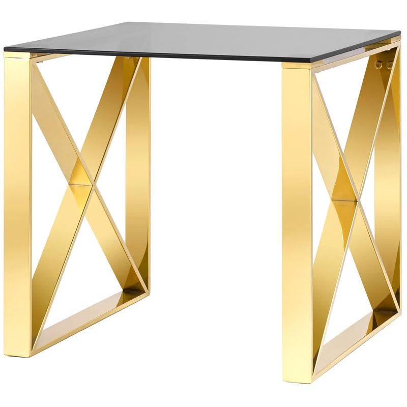 Стол приставной Lannes Collection Gold Золотой Стекло Смок Стол приставной Lannes Collection Gold Золотой Стекло Смок в Брянске | Loft Concept