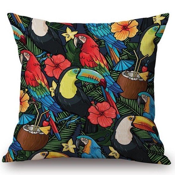 Декоративная подушка Toucans and Flowers Декоративная подушка Toucans and Flowers в Брянске | Loft Concept