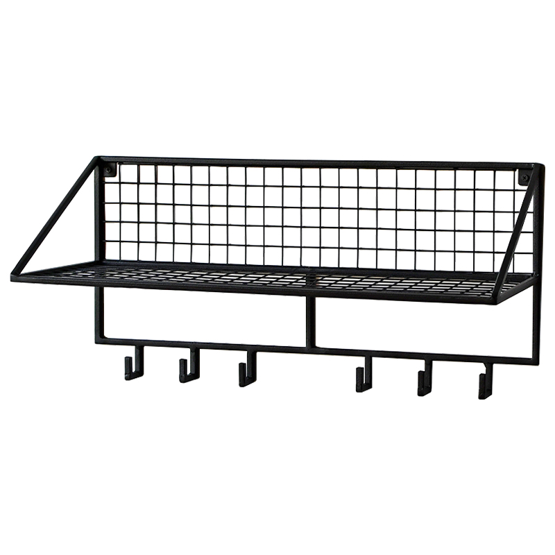 Вешалка с полкой Rhian Industrial Metal Rust Shelf Black S Черный в Брянске | Loft Concept 