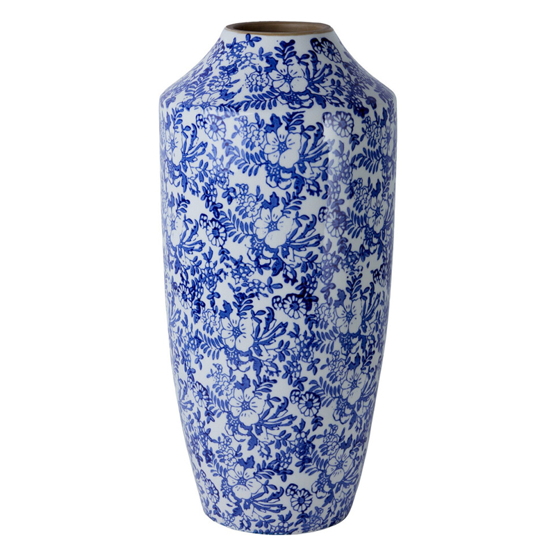 Ваза с синим цветочным узором Blue & White Ornament Белый Синий Ваза с синим цветочным узором Blue & White Ornament Белый Синий в Брянске | Loft Concept
