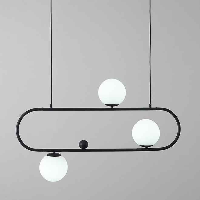 Люстра Horizontal Balls Balance Black 3 Черный Белый Люстра Horizontal Balls Balance Black 3 Черный Белый в Брянске | Loft Concept