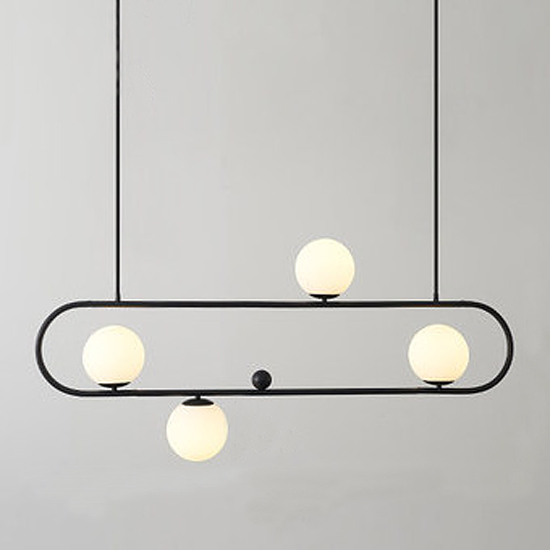 Люстра Horizontal Balls Balance Black 4 Черный Белый Люстра Horizontal Balls Balance Black 4 Черный Белый в Брянске | Loft Concept