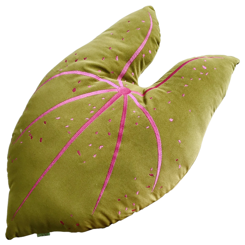 Декоративная подушка Botanical Cushion Caladium Зеленый смок Розовый Декоративная подушка Botanical Cushion Caladium Зеленый смок Розовый в Брянске | Loft Concept