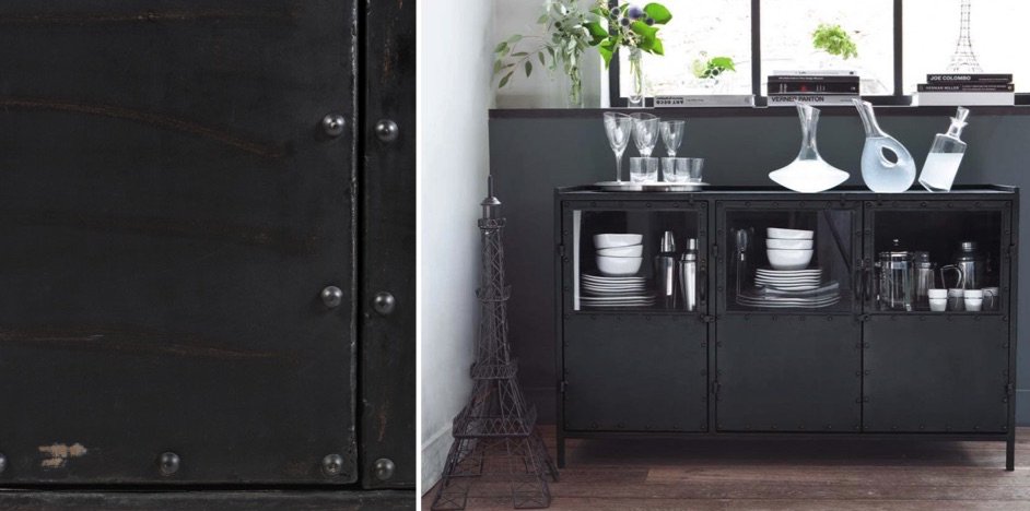 Буфет в стиле Лофт черный Industrial Vitre Big Buffet Буфет в стиле Лофт черный Industrial Vitre Big Buffet - Loft-Concept в Брянске