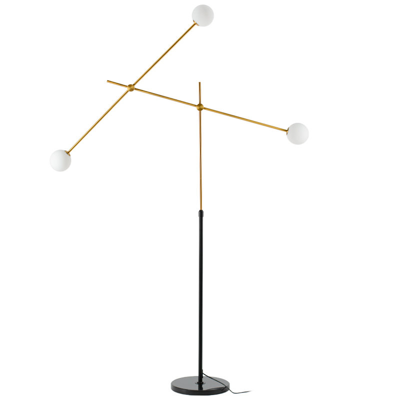 Торшер Baton FLOR LAMP 3 Черный Белый Латунь Торшер Baton FLOR LAMP 3 Черный Белый Латунь в Брянске | Loft Concept