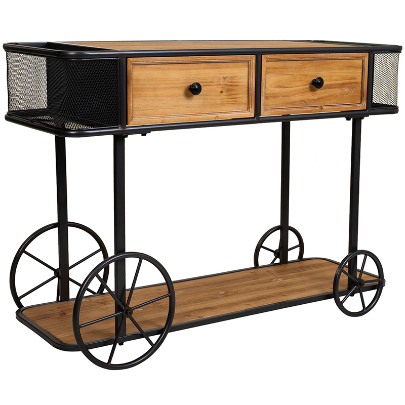 Консоль на колесах c 2-мя выдвижными ящиками Cabrera Console Древесина Черный Консоль на колесах c 2-мя выдвижными ящиками Cabrera Console Древесина Черный в Брянске | Loft Concept