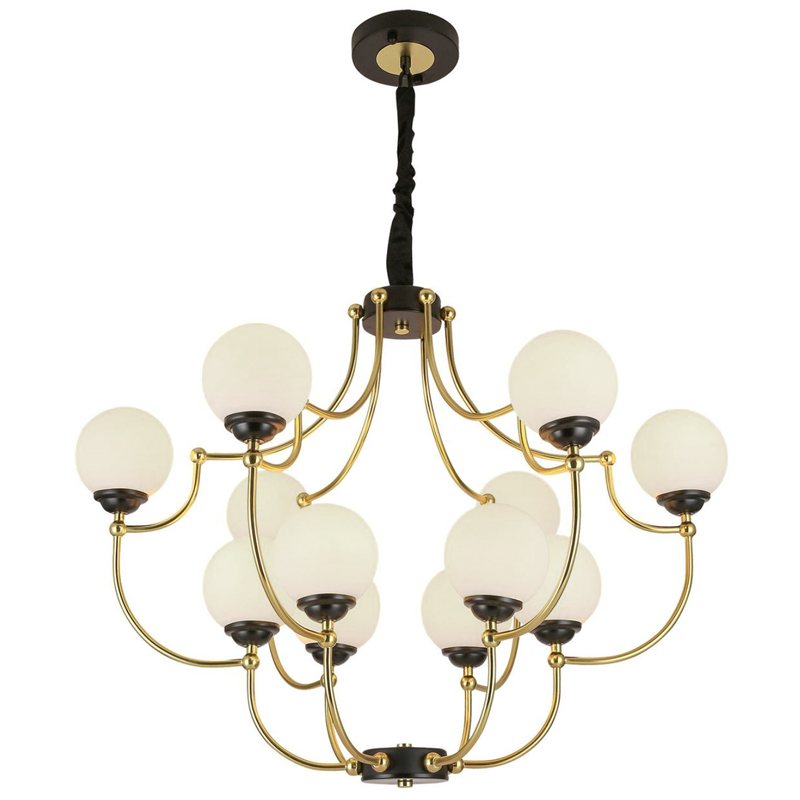 Люстра White Ball Valley Arredoluce Chandelier 12 Прозрачный белый Латунь Черный Люстра White Ball Valley Arredoluce Chandelier 12 Прозрачный белый Латунь Черный в Брянске | Loft Concept